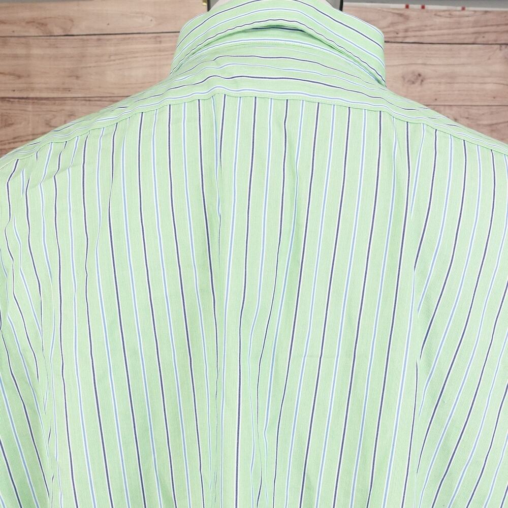 Lauren Ralph Lauren Shirt Mens 17.5 XL Green Blue Striped Non Iron L/S‎ -L1 - Picture 5 of 7